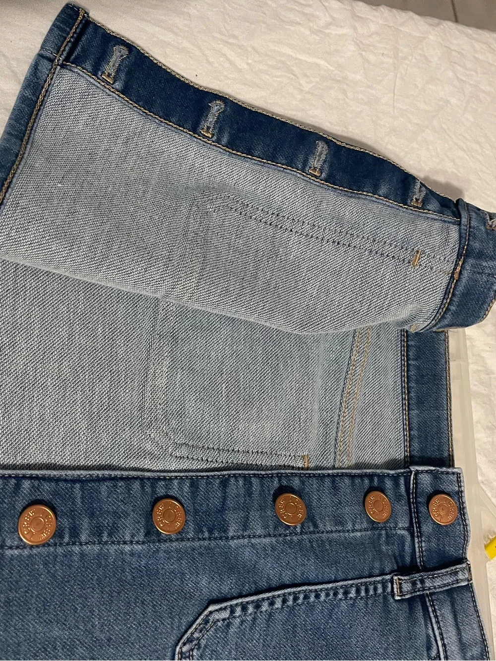 Crewcuts Button-Front Denim Mini Skirt in Washed Blue